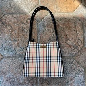Vintage Burberry Structured Plaid Shoulder Bag